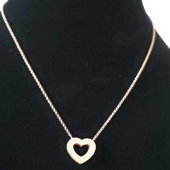Swarovski Gold Heart Necklace with Silver Accents - Picture 2 of 7